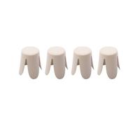 sweeek Set de 4 tabourets empilables beige bouclette texturée NIKI Ø30 / 44 x H46cm Beige G