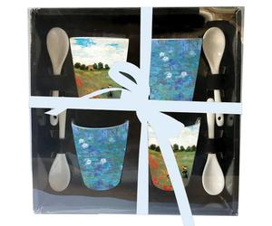 Set de 4 tasses à café et cuillères Enesco Claude Monet (Coquelicots, Nymphéas)