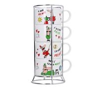 Set de 4 tasses à expresso empilables italia avec support