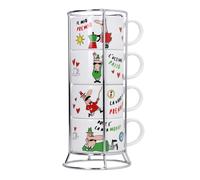 Set de 4 tasses à expresso empilables Italia avec support Bialetti