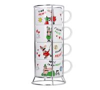 Set de 4 tasses à expresso empilables Italia avec support Bialetti