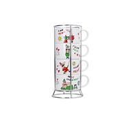 Set de 4 tasses à expresso empilables Italia avec support Bialetti
