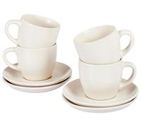 Set de 4 Tasses et Soucoupes en Grès Thé Café Finition Artisanal Blanc Caraway