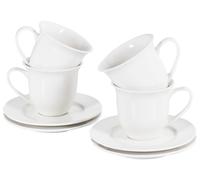 Set de 4 Tasses et Soucoupes en Porcelaine Thé Café Finition Brillante Blanc Eld
