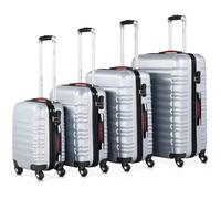 Set de 4 valises rigides Argent S/M/L/XL 4 Roues 360° Bagage poignée télescopique Plastique ABS Serrure Cadenas à Combinaison