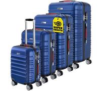 Set de 4 valises rigides Bleu S/M/L/XL 4 Roues 360° Bagage poignée télescopique Plastique ABS Serrure Cadenas à Combinaison