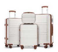 Set de 4 valises rigides - KONO - Set 4 tailles S/M/L/XL - 4 roulettes - Cadenas TSA - Vanity case crème