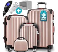Set de 4 Valises Rose Doré MONZANA® avec Vanity-Case, M/L/XL, pèse-bagages et Cadenas inclus