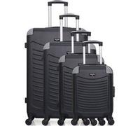 Set de 4 valises wave paris abs congo-m 4 roues - noir noir