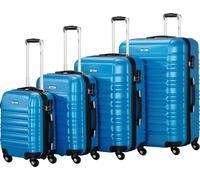 Set de 4 valises Zelsius, bleu, valise de voyage en ABS avec serrure à combinaison et séparateur intérieur