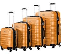 Set de 4 valises Zelsius, orange, valise de voyage en ABS avec serrure à combinaison et séparateur intérieur