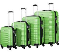 Set de 4 valises Zelsius, vert, valise de voyage en ABS avec serrure à combinaison et séparateur intérieur