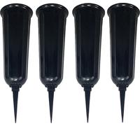 set de 4 vases funéraires en plastique avec piquet de terre | Vase de cimetière en noir | Vase funéraire | Vase à enfoncer résistant au gel pour tombe | Vase de fleurs résistant aux intempéries pour c