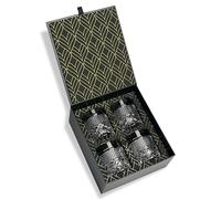 Set de 4 Verres à Whisky en Cristal Série Admiral (280ml) - Parfait pour la Dégustation de Whiskey, Bourbon et Cocktails - Magnifique Coffret Cadeau Or à Chaud