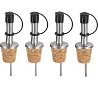 set de 4 verseurs de bouteilles en acier inoxydable avec capuchon de protection et bouchon | Verseur de vin avec bouchon | Doseur avec bouchon | Verseur de spiritueux | Bouchon de bouteille d'huile |