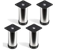 Set de 4 x SO-TECH® Pied de meuble "Jim" Ajustable ACIER AFFINÉ Ø 50 mm Hauteur 120 mm Capacité de levage très haute