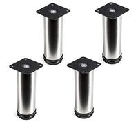 Set de 4 x SO-TECH® Pied de meuble "Jim" Ajustable ACIER AFFINÉ Ø 50 mm Hauteur 150 mm Capacité de levage très haute