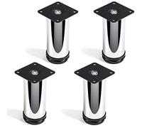 Set de 4 x SO-TECH® Pied de meuble "Jim" Ajustable Chromé Ø 50 mm Hauteur 120 mm Capacité de levage très haute grâce à