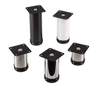 SET de 4 x SO-TECH® Pied de Meuble JIMMY Blanc Ø 50 mm/Hauteur: 120 mm Pied en Acier Inox
