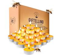 Set de 48 Bougies Chauffe-Plat en 100% Pure Cire d'abeille - Bougies Chauffe-Plat sans Fumée avec Mèche en Coton - Cadeau pour les Amateurs de Bougies sans Parfum - Set of 48 Tealight Candles