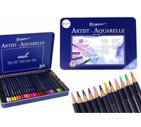 Set de 48 crayons aquarelle, support en métal