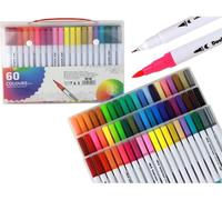 Set de 48 marqueurs double face de différentes couleurs dans un organiseur
