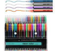 Set De 48 Stylos Gel-12 Métalliques,12 Stylo Gel Pailleté,12 Néon,12 Aquarelle-Pour Dessin,Écriture Et Livres De Coloriage-Stylo Couleur Fluide Et Brillant-Stylo Paillette Créatif