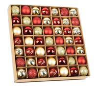 Set de 49 Boules de Noël Rouge et Or - 3cm Plastique Avec Crochet - Petit Format pour Décoration d'Arbre - Pendentifs Mini Déco