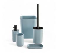 Set de 5 acc SDB - TODAY - UTILITY - Distr de savon, porte-brosse a dents, porte savon, brosse WC, poubelle - Blue