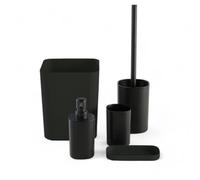 Set de 5 acc SDB - TODAY - UTILITY - Distr de savon, porte-brosse a dents, porte savon, brosse WC, poubelle - Black