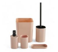 Today Set de 5 accessoires de salle de bain et WC en plastique 18x22cm Rose