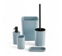 Today Set de 5 accessoires de salle de bain et WC plastique bleu 18x22 cm