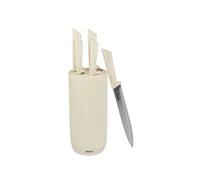 Set de 5 couteaux - Bloc en polypropylene - Beige