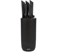 Jocca Set de couteaux de cuisine avec bloc 5 couteaux inox manche ergonomique antidérapant noir
