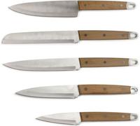 Set de 5 couteaux - LIVOO - MEC129 - Couteaux : chef, a pain, de cuisine, tranchelard et office - Acier inoxydable - Manche en hetre