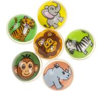 set de 5 flummis balle de dop, animaux sauvages, env. Ø 30 mm balle en caoutchouc balle sautillante balle de dop Tombola cadeau fête éléphant, tigre, rhinocéros, lion, zèbre