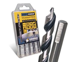 Set de 5 forets hélicoïdales Step Force, Ø 4 - 10 mm - HSS-G DIN 338 pour acier, acier de construction, aluminium, métaux non ferreux AMBOSS WERKZEUGE® pour tôles, profils - hexagonal pour perceuse
