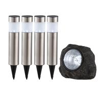 Set de 5 lampes solaires de jardin, spot en pierre, décoration, spots en acier inoxydable.