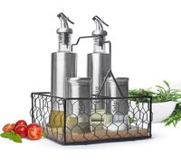 set de 5 ménagères avec panier Salière & poivrière Huilier Vinaigrier Acier inoxydable Verre