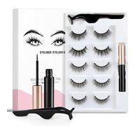 Set De 5 Paires De Cils épais Et Recourbés Cils Dimensionnels Avec Pince à épiler Et Eye-Liner Réutilisable (7110)