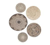 Set De 5 Paniers Décoratifs Fais À La Main Corbeille À Fruits En Osier Bambou Peu Profond Ensemble De Décoration D'art Panier Mural Tissé Décor Rond En Rotin Fait 5 Pièces
