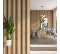 Set de 5 panneaux muraux décoratifs 3D Borger 195 x 30 cm effet chêne clair