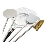 Set de 5 pelles à pizza avec pelle rectangulaire perforée - Pour fours profonds env. 130 cm - Aluminium et acier inoxydable