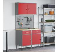 Set de 5 pièces de banc de travail vidaXL en acier rouge