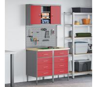 Set de 5 pièces de banc de travail vidaXL en acier rouge