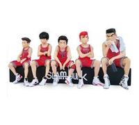 Set de 5 pièces Figurines Slam Dunk Hanamichi Sakuragi Kaede Rukawa Akagi Takenori 8 cm (Rouge / Noir) G