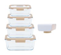 Set de 5 pièces "Sous-vide" composé de 4 boites rectangulaires & 1 pompe vide d'