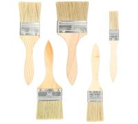 Set de 5 pinceaux Plats (25,4/38,1/50,8/63,5/76,2 mm) - Pinceau Peinture et Vernis Bois avec Manche Bois - pinceaux pour lasure, Colle, Teinture et Bricolage intérieur/extérieur