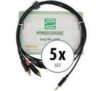 Set de 5 Pronomic Stage J3RC-1,5m câble audio 3,5mm stéréo jack/cinch 1,5 m noir Noir