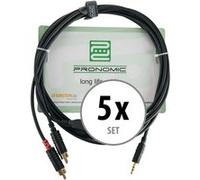 Set de 5 Pronomic Stage J3RC-3m câble audio 3,5mm stéréo jack/cinch 3 m noir